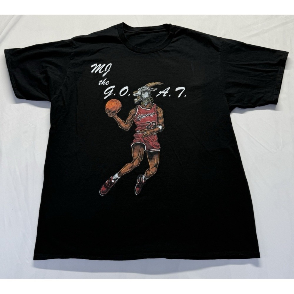 vintage MJ the G.O.A.T. graphic tee black Jordan goat art XL Measured Tag Missin